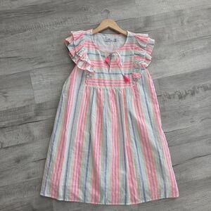 Vineyard Vines Guava Stripe Ruffled Tunic Dress M